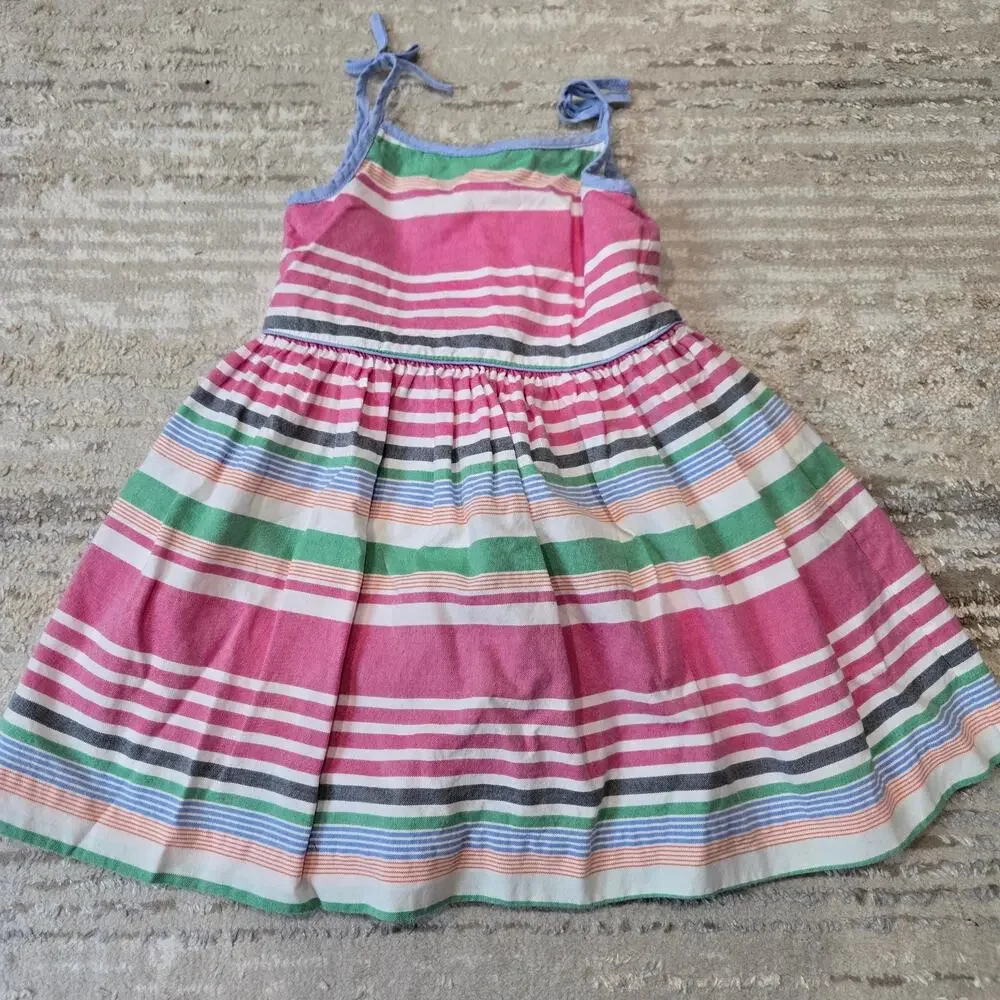 Ralph Lauren Striped Fit and Flare Spring Summer Dress Pink Baby Girl 18 Month